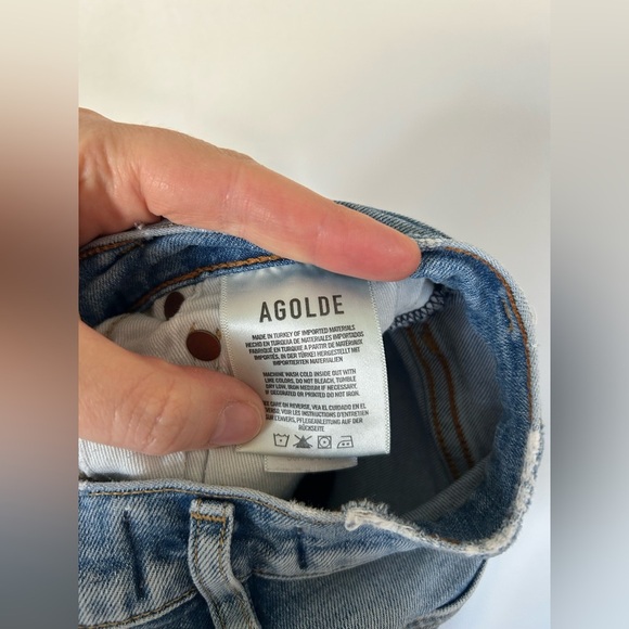 Agolde Sophie Crop in Outsider Denim Blue Jeans Distressed Size 23 - Picture 8 of 9